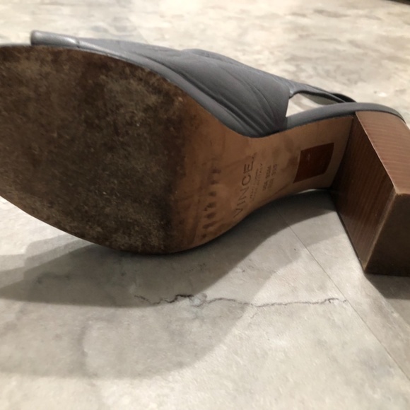 Vince Camuto gray wrap around ankle chunky heels - Picture 5 of 7